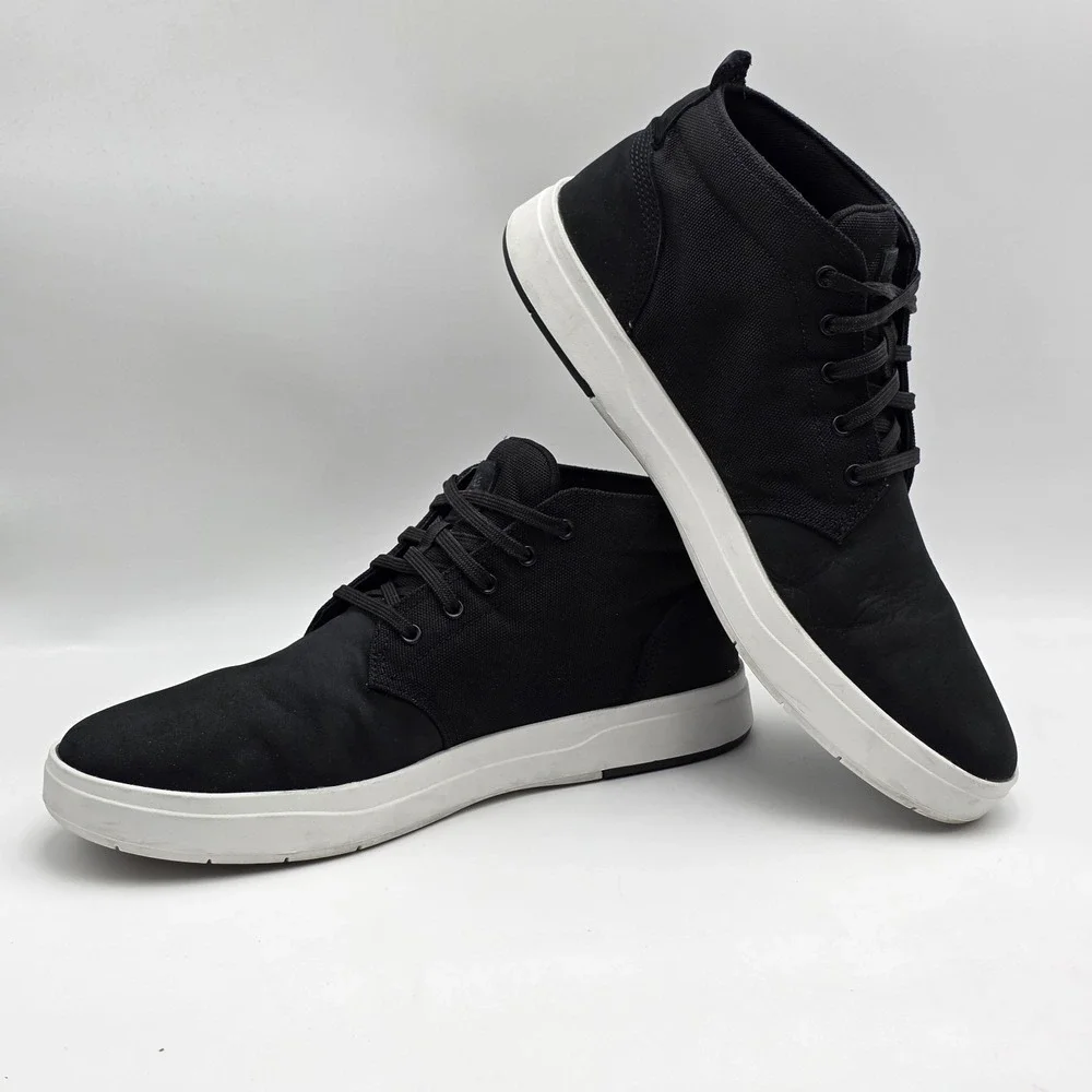 Timberland Mens Davis Square Chukka Black‎ Nubuck Shoes Sneakers Size 11.5 US